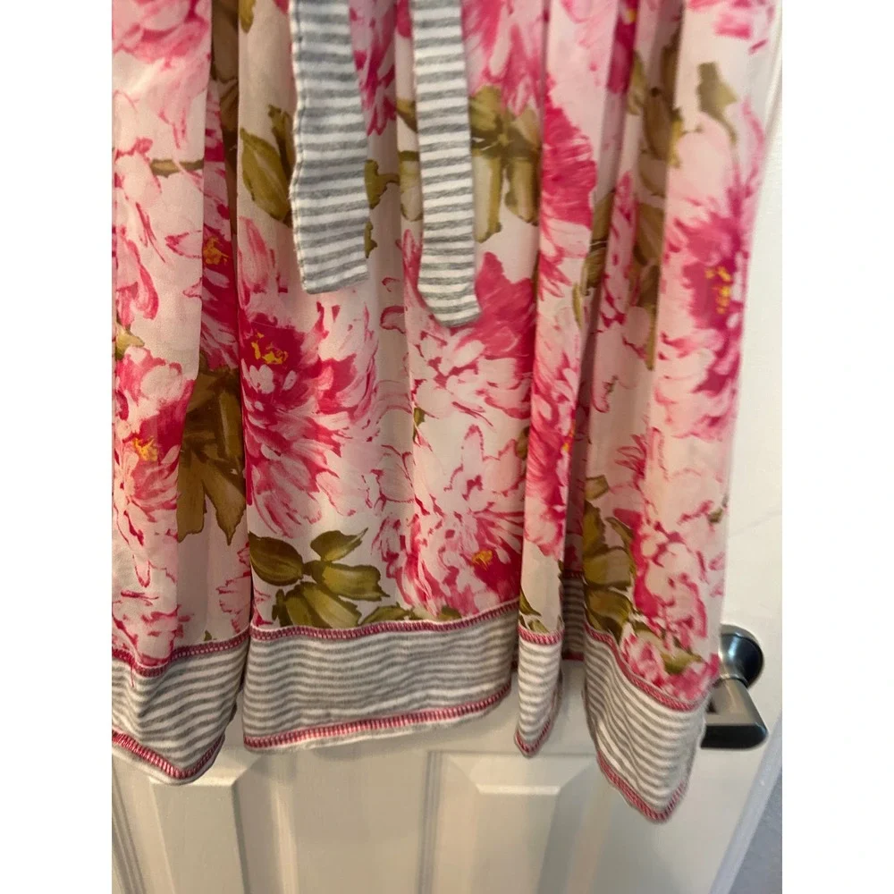 Iris & Ivy Dress Pink Floral Striped 3D Flower Tie Back R62808-DS 6X bin‎ A